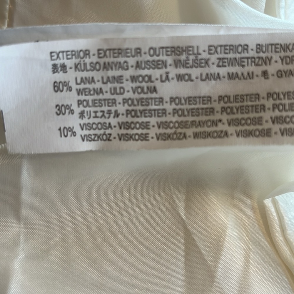 Zara Ivory Wool Blend Unique Coat w/big buckle belt,pockets button up Size Small - Picture 14 of 14